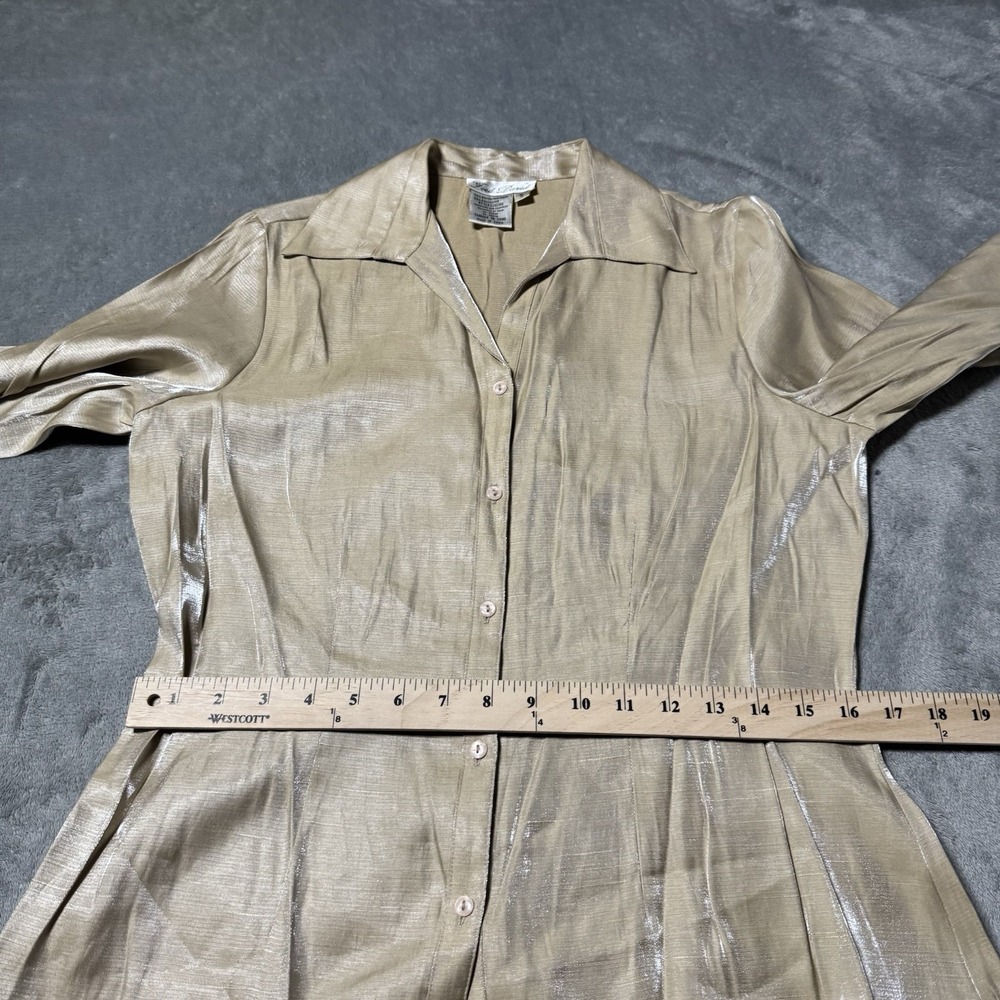 VTG 90s Fred David Gold Satin Button Top Womens Size S Preppy Whimsy‎ - Picture 8 of 9